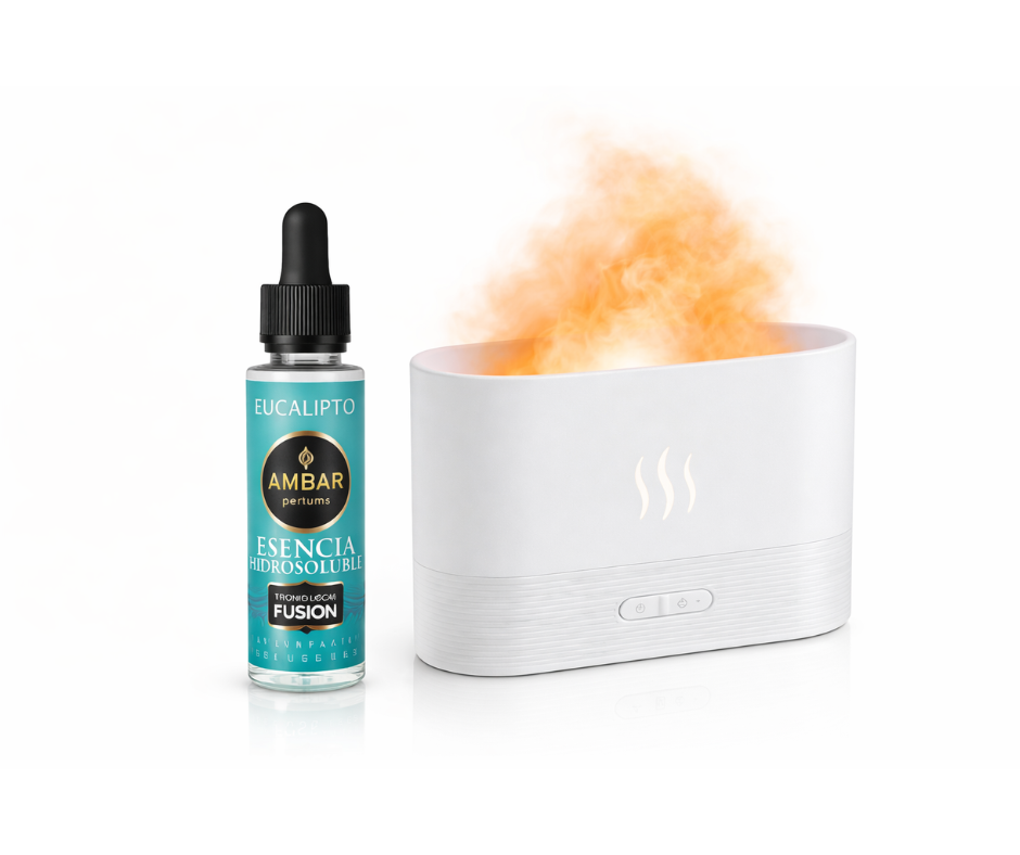 Polaro Calm™ – Difusor de aceites esenciales con efecto llama + aceite de eucalipto