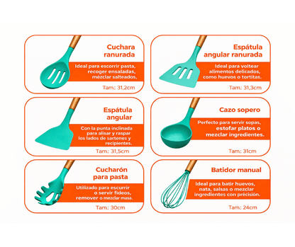 Polaro ChefSet™ - Set de utensilios de cocina de silicona (12 piezas)