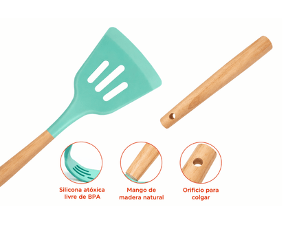 Polaro ChefSet™ - Set de utensilios de cocina de silicona (12 piezas)